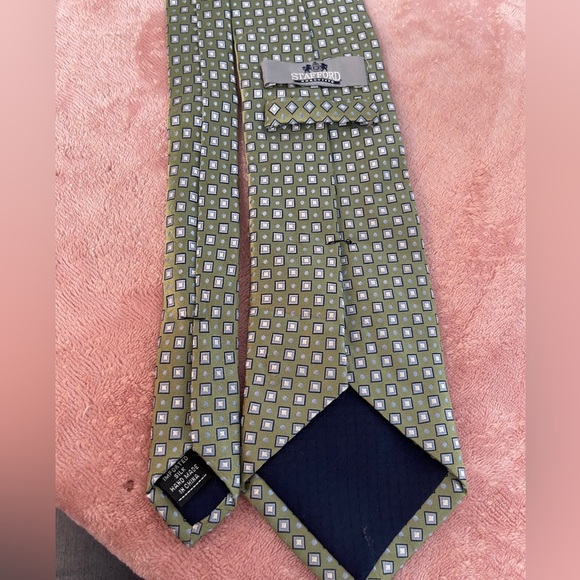 Stafford Olive and Navy Geometric Tie - Picture 5 of 8